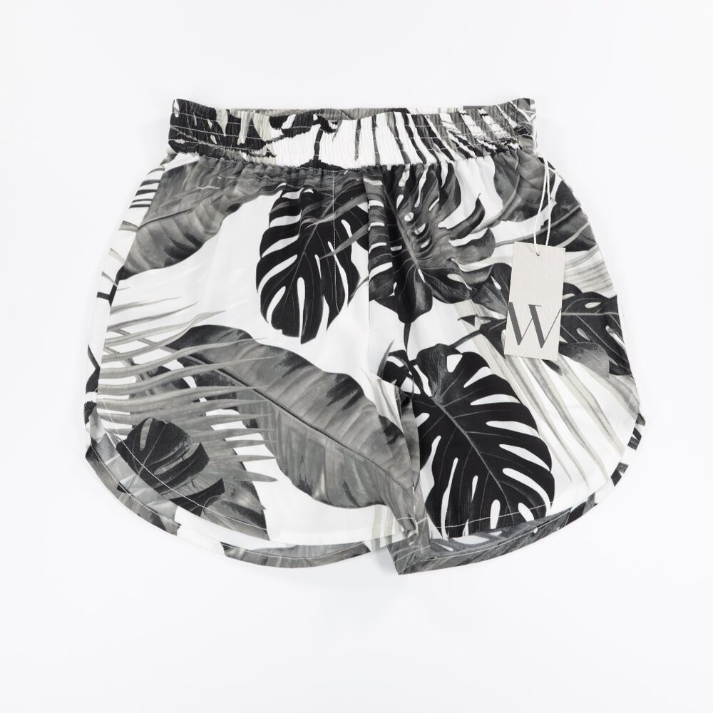 Worthington Womens Mid Rise Lightweight‎ Tropical Print Pull On Shorts Black XS